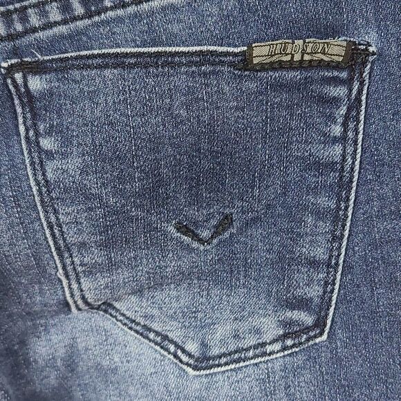 Hudson Amri Ankle Skinny Jean Girls 10 Dark Blue Distressed Denim Zipper Pockets - Picture 5 of 10